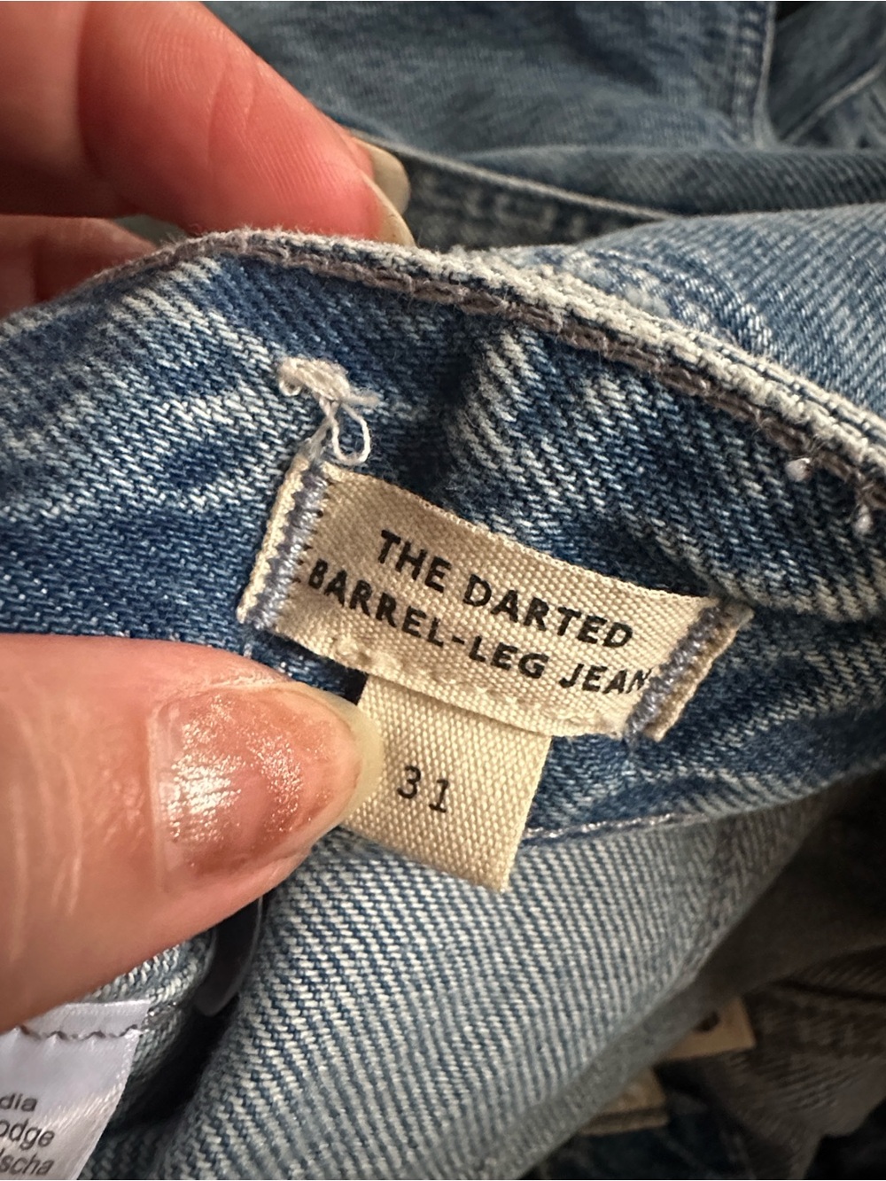Madewell the Darted Barrel Leg Jeans 31 Riverbend Medium Wash Rigid Raw Hems - Picture 14 of 15